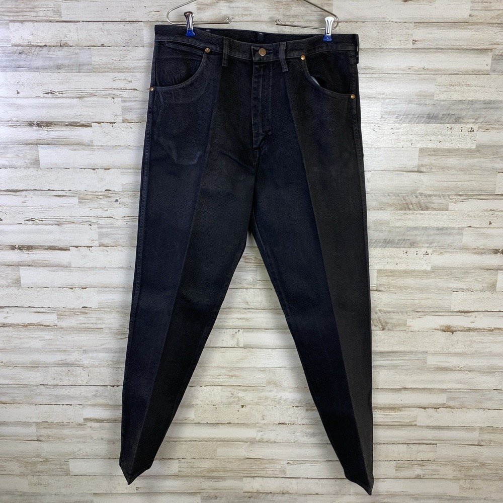 VTG Wrangler Jeans Men 38x32 Black Denim Bootcut Rodeo Western Cowboy - Picture 3 of 11